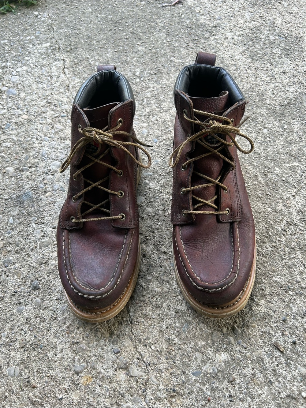 Irish setter Men's Brown Leather Moc Toe Lace-Up Boots Sz 11 EE